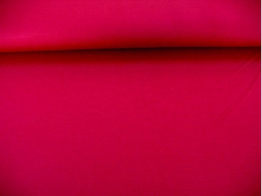 Iets dikkere kwaliteit warmrode tricot. Ook heel geschikt voor jurkjes en rokjes. 70%pe/27%visc./3%sp. 1.50 mtr. br.