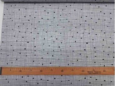 Poplin katoen  Wit/zwart  Mini ruitjes 11119-50N