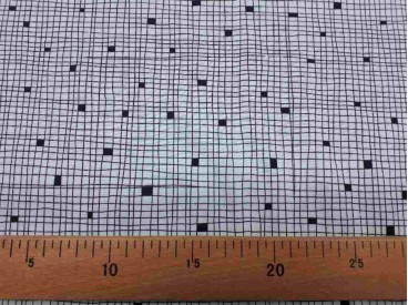 Poplin katoen  Wit/zwart  Mini ruitjes 11119-50N