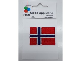 Noorse vlag applicatie.  5 x 3,5 cm.  Opstrijkbaar