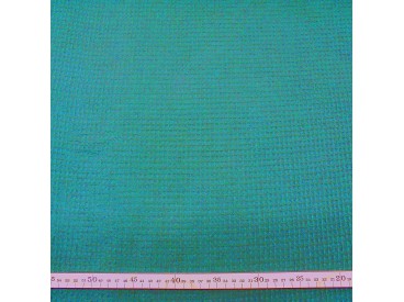 Petrol grof wafeldoek. Het blokje is ongeveer 7 x 7 mm.  100% katoen  1.47 mtr. breed  230 gr./M2