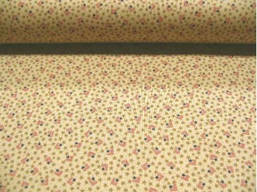 Quiltkatoen Miniprint sterretjes met vlag 1012q