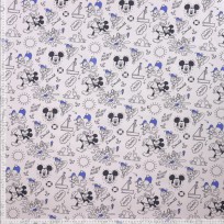 Disney stof met Mickey Mouse en Donald Duck  100% Gekaard poplin katoen (100% American Carded Cotton Poplin)  150 cm breed.  120