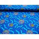 Quiltkatoen Blauw met aqua krinkel en bloem 1030q