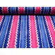 Quiltkatoen Witte lengte zigzag met pink en blauw 1043q