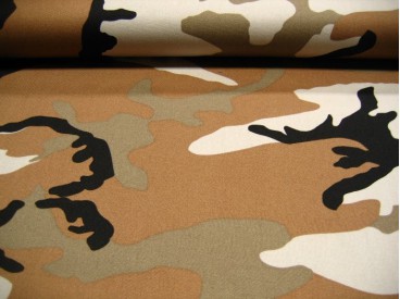 Legerstof camel/zand/zwart/creme 6001L