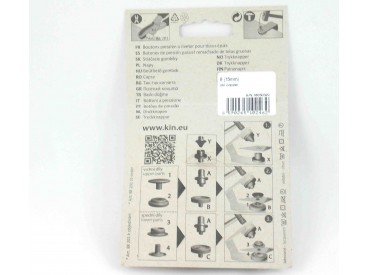 Oud koperkleurige inslag drukknopen met werktuig.  15 mm. doorsnee.  10 knopen per pakje.