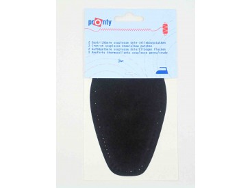 Elleboogstukken zwart, van kunstleer. Opstrijkbaar en opnaaibaar.