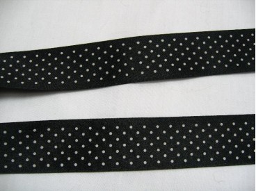 Satijnband Zwart met stipjes 25mm