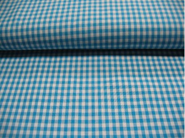 Boerenbont stof ruitje 5x5mm. Aqua 8101