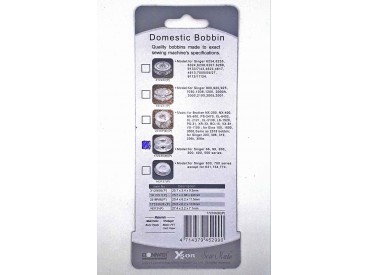 Universeel spoeltje.  Afmetingen: 20,5 x 6,2 x 10,8 mm  Geschikt voor o.a. Singer  Materiaal: plastic