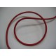 Koord elastiek rood. Ongeveer 3 mm dik.  Een rol van 50 meter en de prijs is per rol.