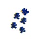 Kobalt kleurige kunststof berenknoop.  15 mm. doorsnee