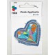 Hartjes applicatie  Jeansblauw met gekleurd mozaiek