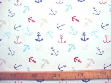 Oeko-Tex kindertricot  Wit met ankertjes