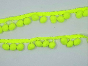 Pompom sierband Oekotex  Neon Geel