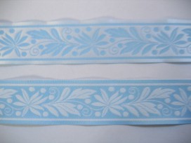 Sierband Lichtblauw met blaadjes 33mm