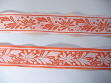 Sierband Oranje met blaadjes  33mm