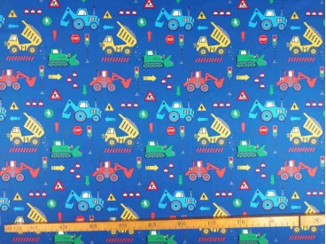 Poplin Jongensprint  Werk in uitvoering  Maxi  Kobalt