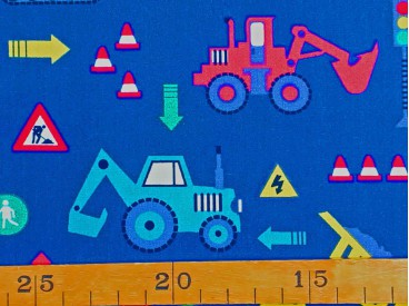 Poplin Jongensprint  Werk in uitvoering  Maxi  Kobalt