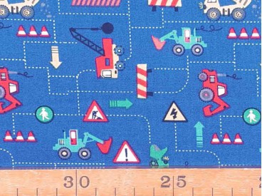 Poplin Jongensprint  Werk in uitvoering  Mini  Kobalt