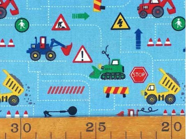 Poplin Jongensprint  Werk in uitvoering  Mini  Bleu