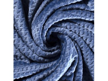 Waffle fleece  Jeansblauw 100% Polyester 1.50 mtr. br. 280 gram p/m2
