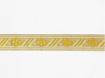 Zilver kleurig sinterklaasband met een gouden  ruit. Uitstekend geschikt voor Sinterklaaspakken en Zwartepiet kleding. 15 mm. br