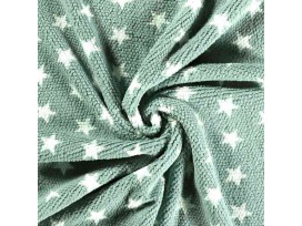 Honingraat fleece Oudgroen met witte sterren