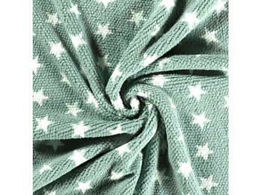 Honingraat fleece Oudgroen met witte sterren