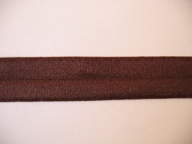 Donkerbruin elastisch biaisband van 2 cm. breed.