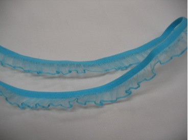 Elastisch kant met ruche Aqua 15mm