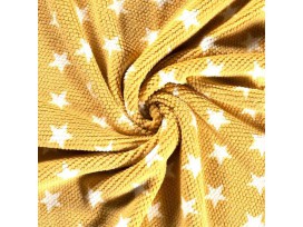 Honingraat fleece oker geel met witte sterren  14052-034