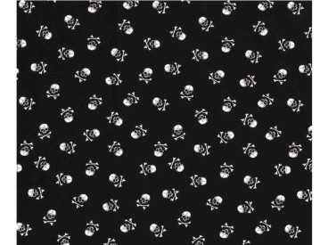 Poplin Katoen  Zwart/Wit met doodskopjes  Middel