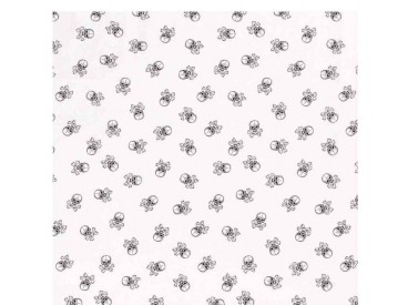 Poplin Katoen Wit/zwart met doodskopjes  Middel