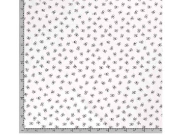 Poplin Katoen Wit/zwart met doodskopjes  Middel