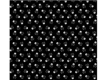 Poplin Katoen  Zwart/Wit met doodskopjes  Klein