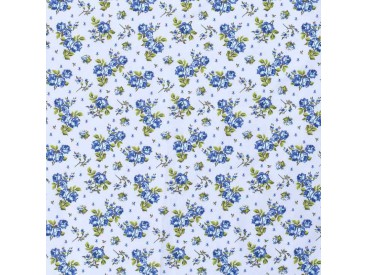 Dapper katoen Romantic  Lichtblauw met roosjes