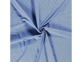 Een oudblauw/lichtblauwe lengtestreep.. De streep is 2 mm. breed.. 100% Katoen 1.45 mtr. br. 110 gram p/m2