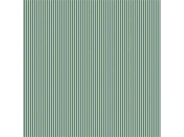 Een mintgroen/oudgroene lengtestreep.. De streep is 2 mm. breed.. 100% Katoen 1.45 mtr. br. 110 gram p/m2