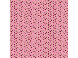 Dapper katoen Floral Flair  Oudroze met warmrode mini roosjes