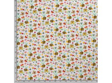 Dapper katoen Garden Party  Lichtgrijs met insekten