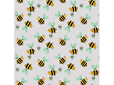 Dapper katoen Garden Party  Lichtgrijs met bijtjes 15537-061