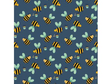 Dapper katoen Garden Party  Donkerblauw met bijtjes  15537-008