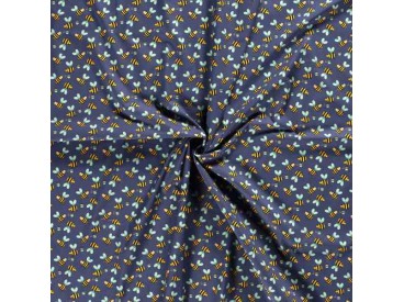 Dapper katoen Garden Party  Donkerblauw met bijtjes  15537-008