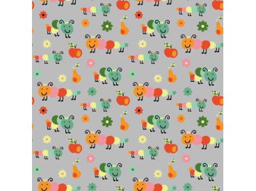 Dapper katoen  Garden Party  Lichtgrijs met rupsjes