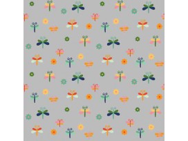 Dapper katoen Garden Garden Party  Lichtgrijs met libelles 15536-061