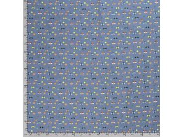 Dapper katoen Garden Party  Jeansblauw met libelles 15536-007