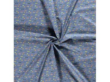 Dapper katoen Garden Party  Jeansblauw met libelles 15536-007