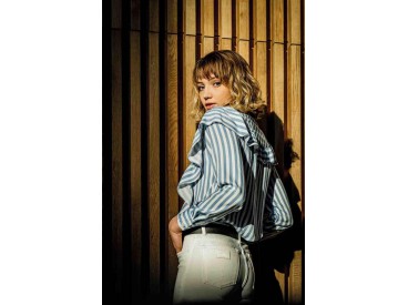 Woven vi Stripes  Blue and white